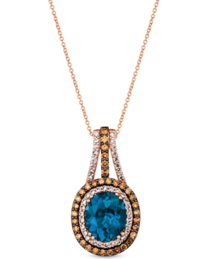 Le Vian Deep Sea Blue Topaz (4 Ct. T.w.) & Diamond (7/8 Ct. T.w.) 18" Pendant Necklace In 14k Rose Gold In Rose