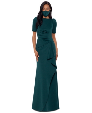Xscape Petite Puff-sleeve Gown In Hunter Green