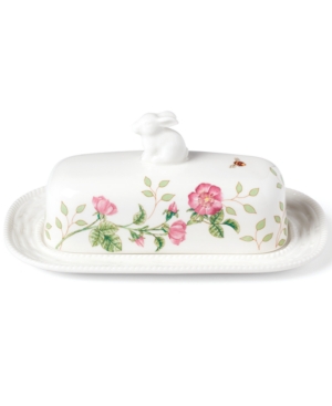 Lenox Butterfly Meadow Bunny Covered Butter Dish In Multi And White