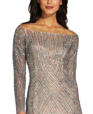 Sequin Off-The-Shoulder Gown