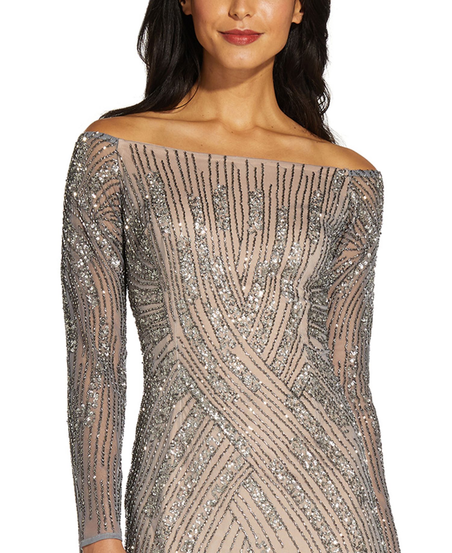 Women's Sequin Off-The-Shoulder Gown