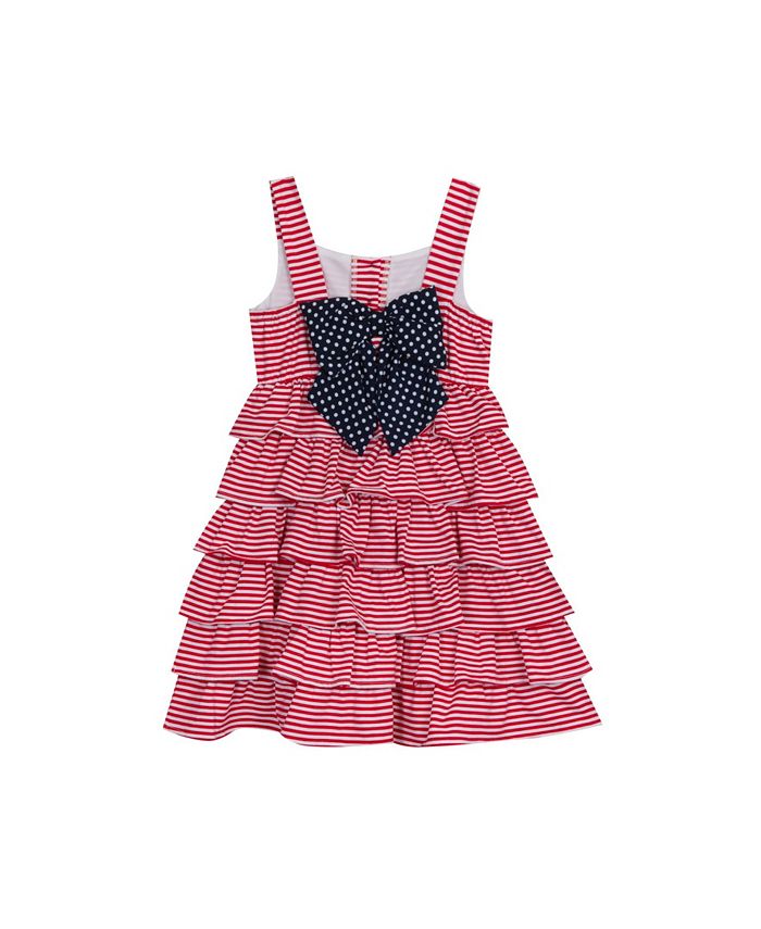 Rare Editions Toddler Girls Stripe Tiered Dress with Printed Bow At ...