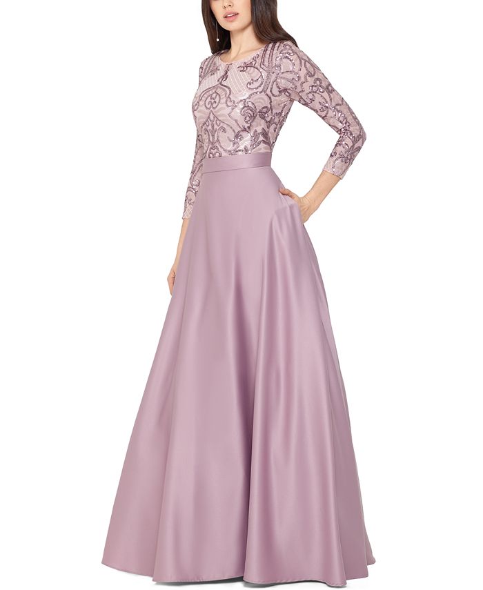 sequin top ball gown