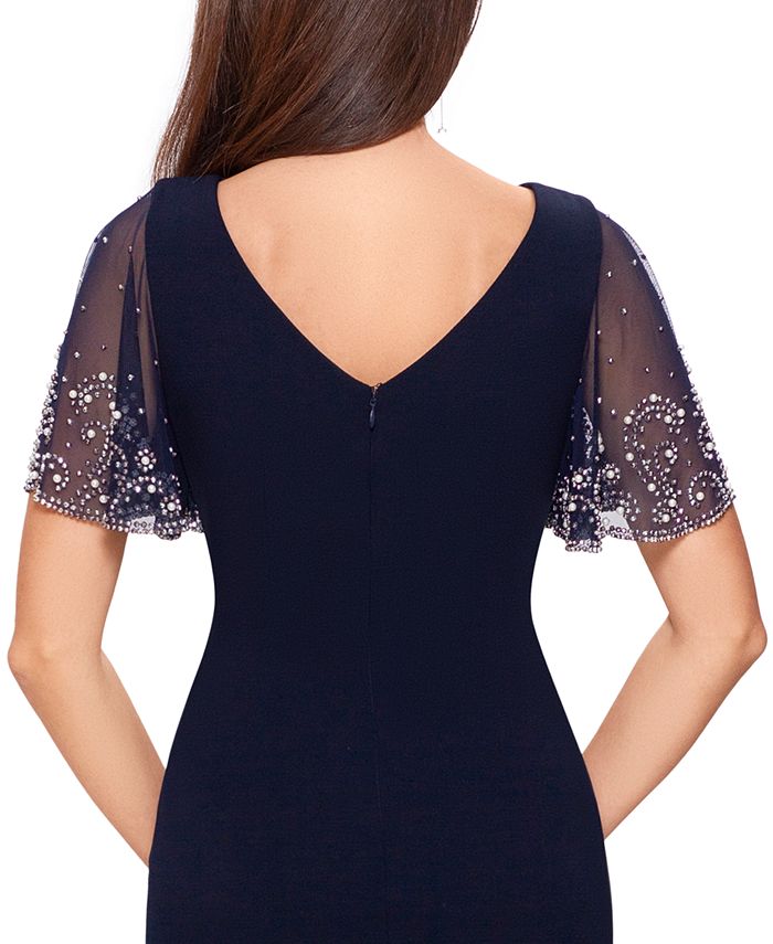 Betsy And Adam Beaded Sleeve Gown And Reviews Dresses Women Macys 