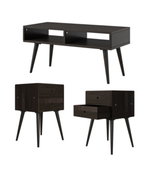 Rhodes 3-Piece Mid Century Modern End Tables and Tv Stand Set