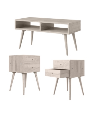 Rhodes 3-Piece Mid Century Modern End Tables and Tv Stand Set