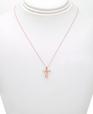 Diamond Open Cross Pendant Necklace (1/20 ct. t.w.) in 14K Yellow, White or Rose Gold 