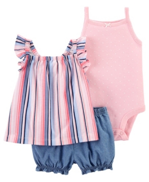Baby Girls Striped Little Short 3 Piece Set
