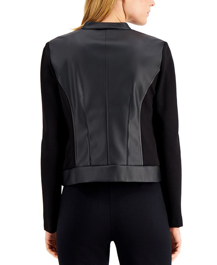 Alfani Petite MixedMedia ZipFront Jacket, Created for Macy's