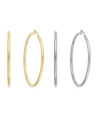 Inc International Concepts Slim 1 3 4 3 Hoop Earrings In Gold Tone Or Silver Tone Created For Macys