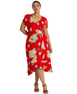 Lauren Ralph Lauren Plus-Size Floral Stretch Jersey Dress - Macy's