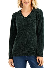 Petite Chenille V-Neck Sweater, Created For Macy's