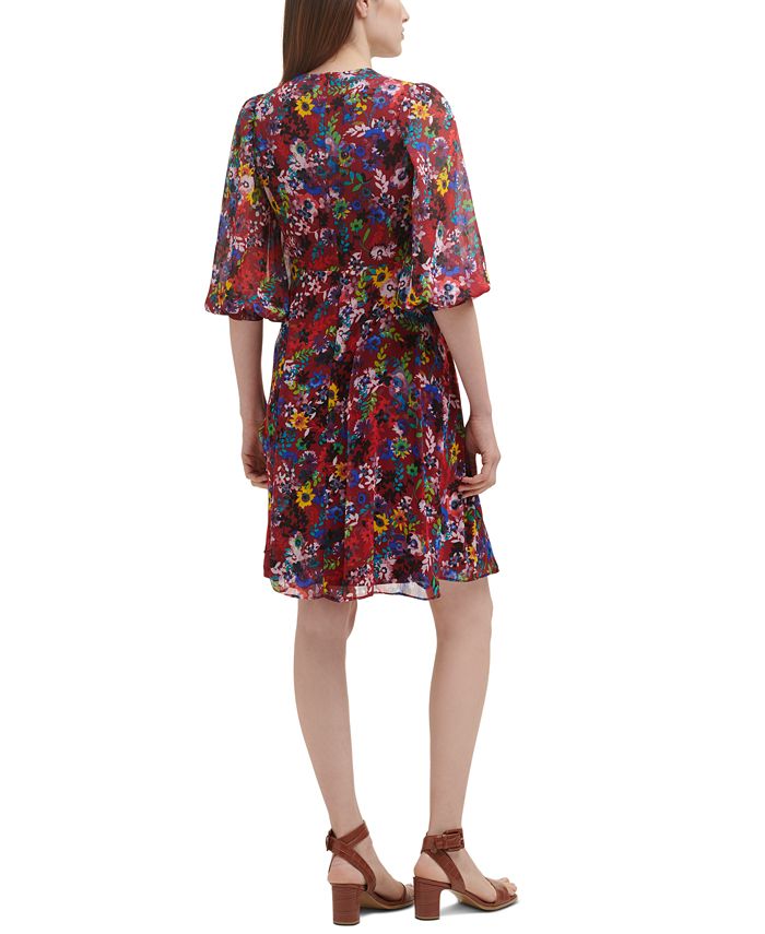 Calvin Klein Floral-Print Chiffon A-Line Dress & Reviews - Dresses ...