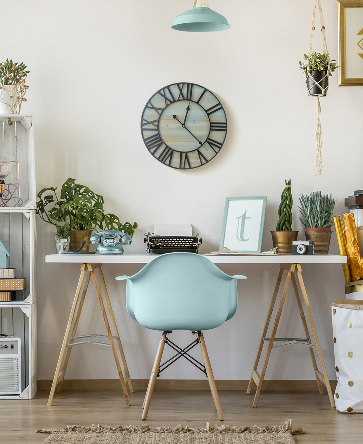 Sorbus Decorative Round Wall Clock - Aqua Finish