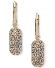 Gold-Tone Pavé Tag Drop Earrings