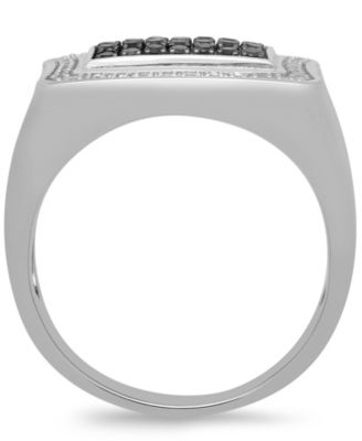 Men's Black & White Diamond Ring (1/2 ct. t.w.) in Sterling Silver