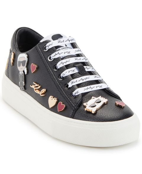 Женские кроссовки KARL LAGERFELD PARIS Cate Pins Lace-Up, цвет: Чёрный