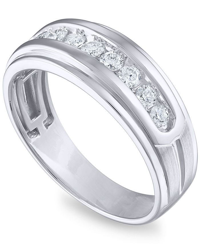 Macy's Men's Diamond Band (1/2 ct. t.w.) in 10k White Gold Macy's