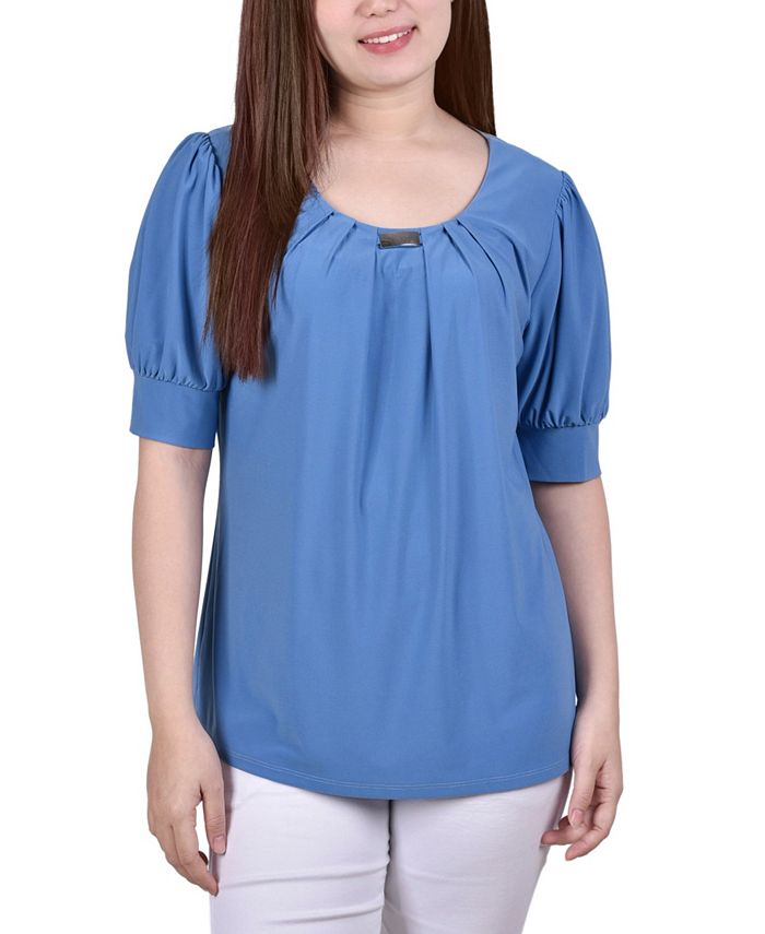 NY Collection Petite Short Sleeve Balloon Sleeve Top & Reviews - Tops