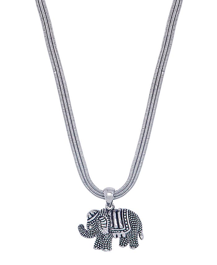 Macy's - Elephant Pendant 18" Necklace in Fine Silver Plate