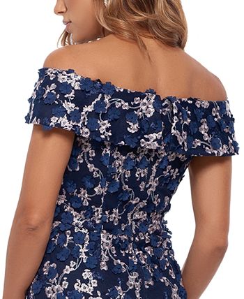 XSCAPE 3D-Floral Off-The-Shoulder Gown & Reviews - Dresses - Women - Macy's