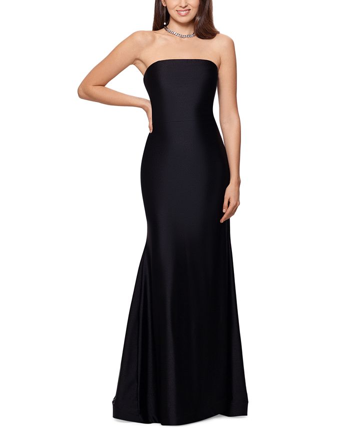 XSCAPE Strapless Sateen Gown - Macy's
