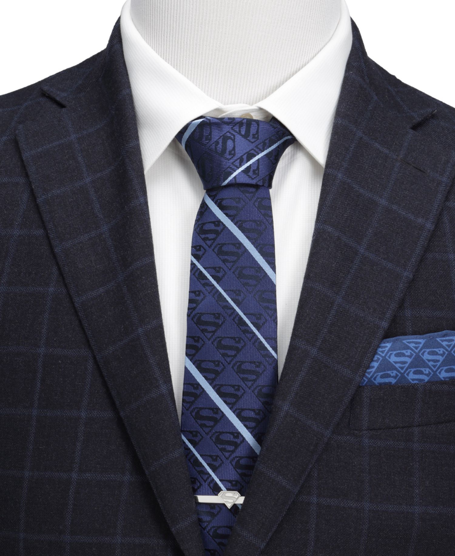 Men's Superman Stripe Pattern Silk Tie