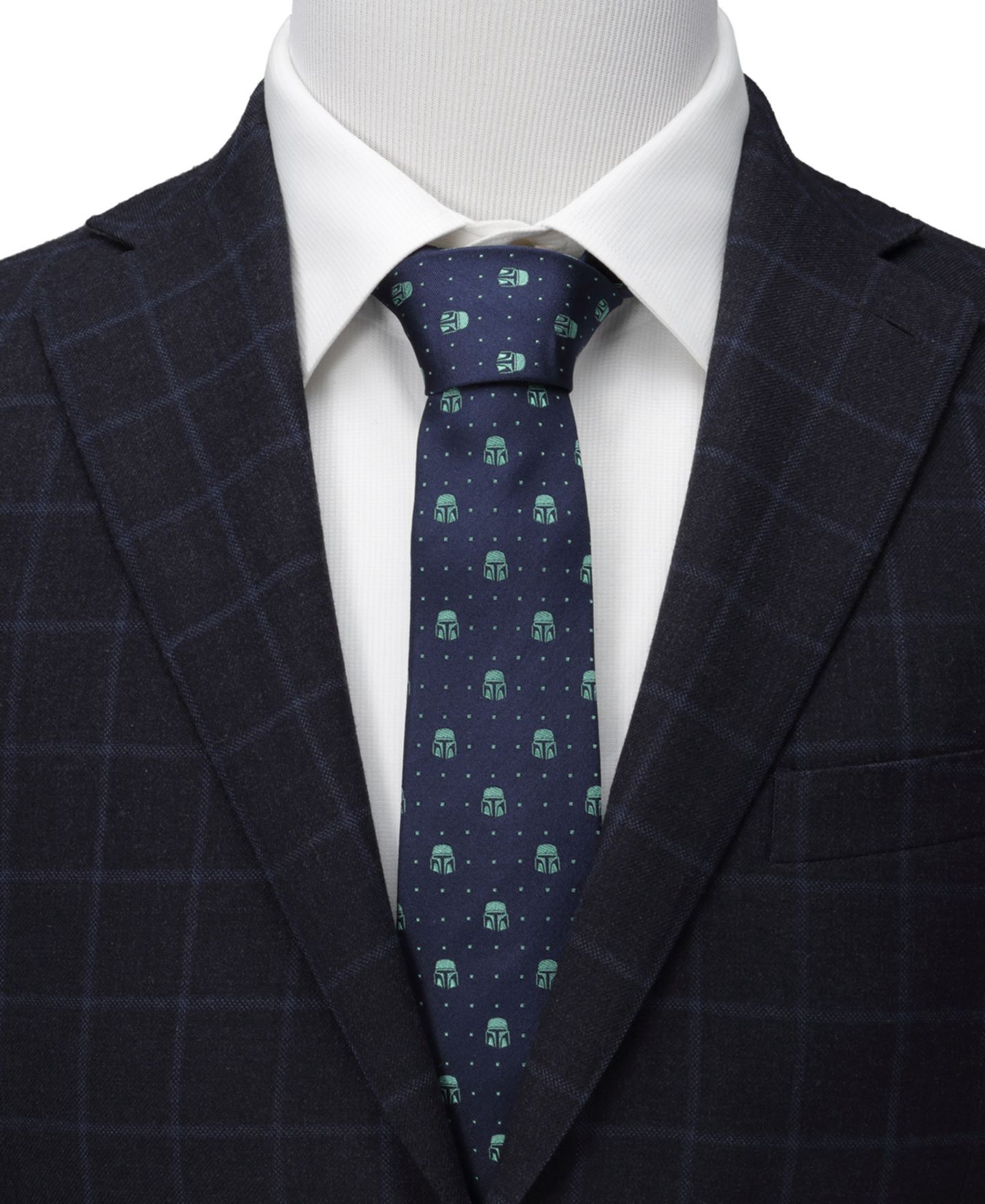 Мужской галстук Star Wars Mandalorian Helmet Dotted Tie, цвет: Тёмно-синий — фото 4