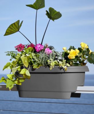 Classic Oval Deck Rail Planter, Charcoal -24 inches