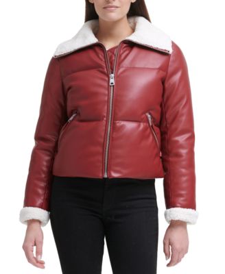 Faux-Leather Puffer Coat