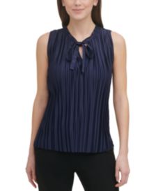 Pleated Tie-Neck Top