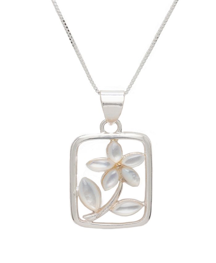 Macy's - Mother of Pearl Flower Pendant Necklace set in Sterling Silver
