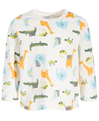 First Impressions - Baby Boys Long-Sleeve Animal-Print Cotton T-Shirt