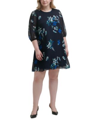 Calvin Klein - Plus Size Floral-Print A-Line Dress