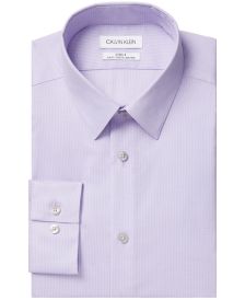 Men's STEEL Slim-Fit Non-Iron Performance Stretch Unsolid Solid Dress Shirt