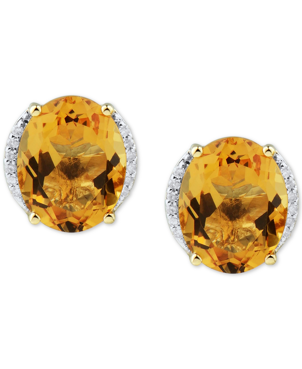 (3-1/5 ct. t.w.) & Diamond (1/20 ct. t.w.) Stud Earrings in 14k Gold (Also in Mystic Topaz) - Citrine