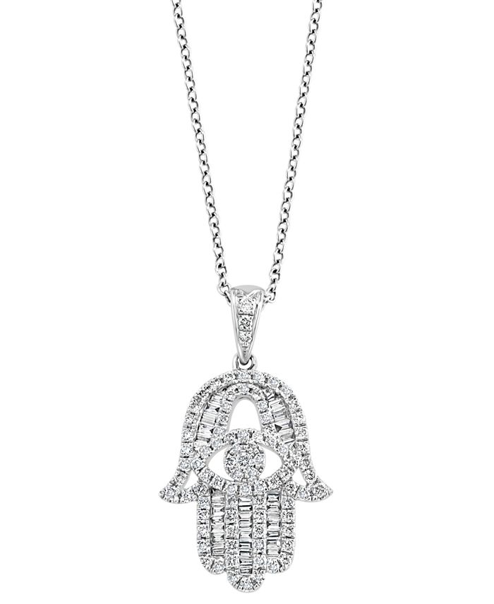 EFFY Collection - Diamond Hamsa Hand 18" Pendant Necklace (1/2 ct. t.w.) in 14k White Gold