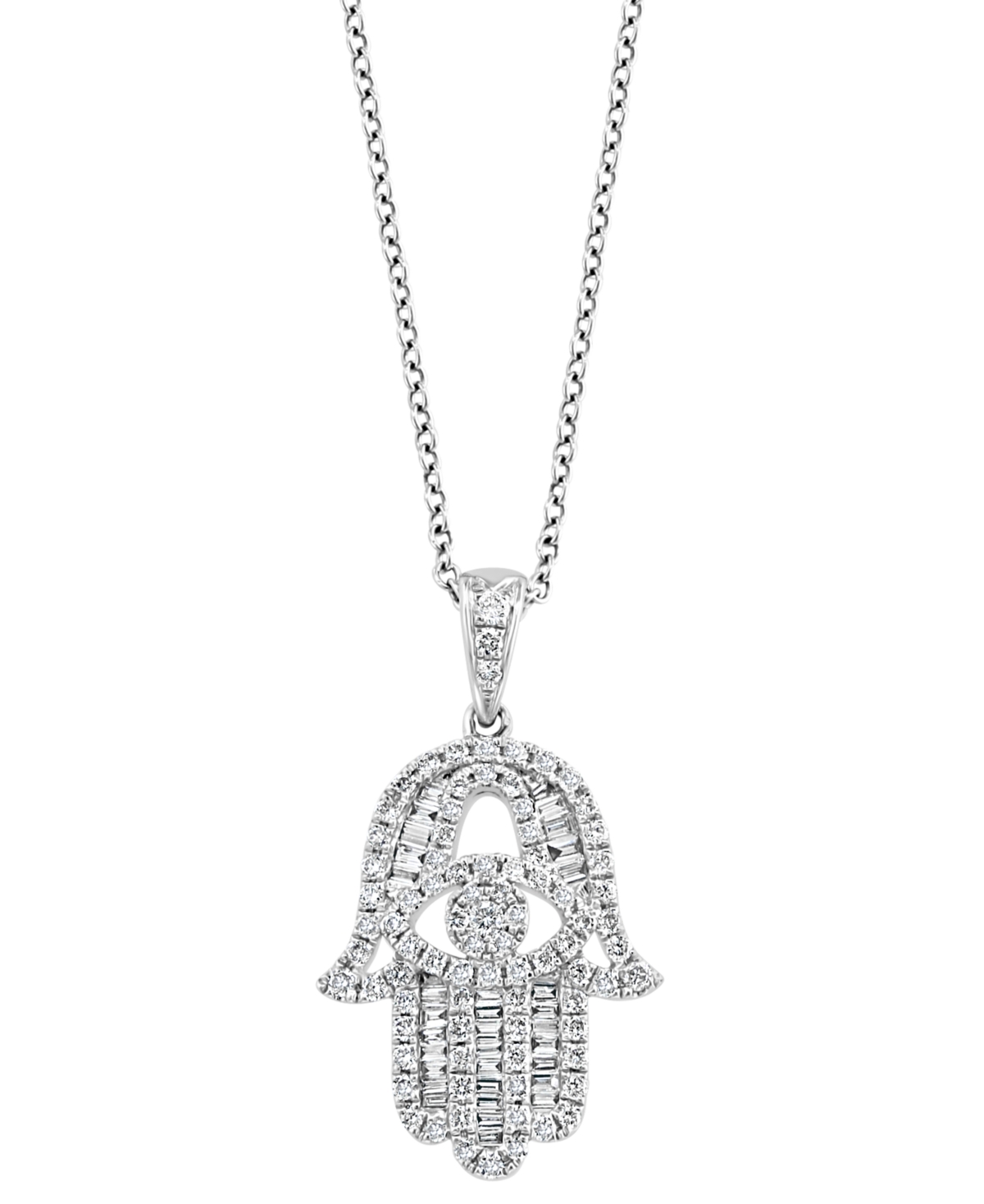 Effy Diamond Hamsa Hand 18" Pendant Necklace (1/2 ct. t.w.) in 14k White Gold - White Gold