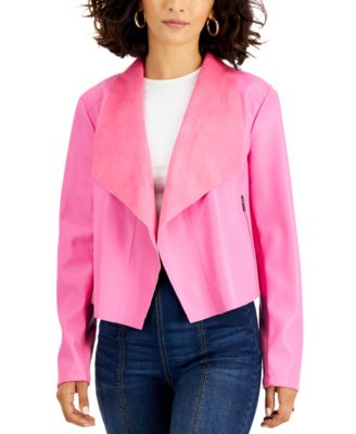 macys pink faux fur coat