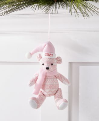 Holiday Lane - Baby's First Pink and White Bear Ornament