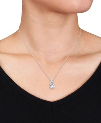 Created White Sapphire (1 4/5 ct. t.w.) Sterling Silver, Teardrop Halo Necklace