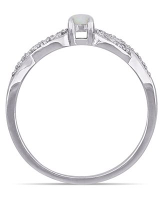 Opal (1/10 ct. t.w.) and Diamond (1/10 ct. t.w.) Sterling Silver, Infinity Ring