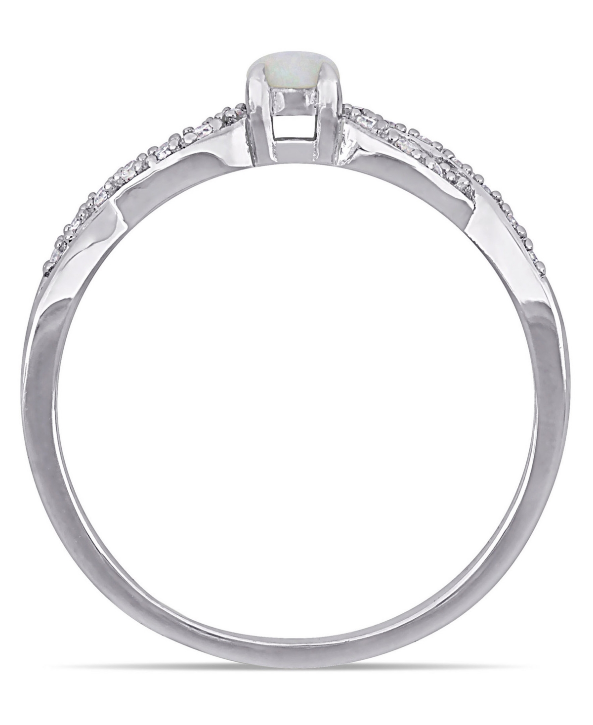 (1/10 ct. t.w.) and Diamond (1/10 ct. t.w.) Sterling Silver, Infinity Ring - Opal