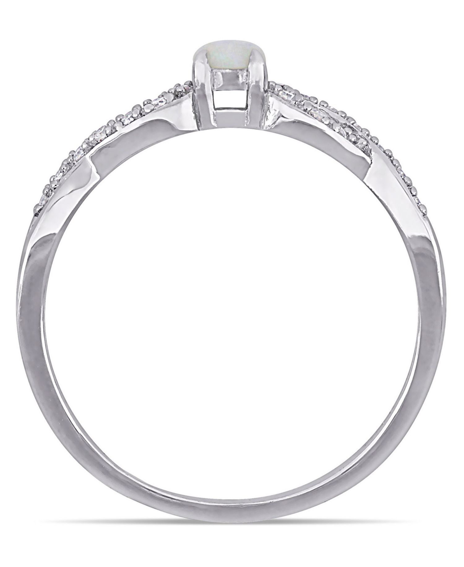 Opal (1/10 ct. t.w.) and Diamond (1/10 ct. t.w.) Sterling Silver, Infinity Ring