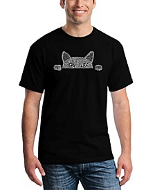 Men's Peeking Cat Word Art T-shirt