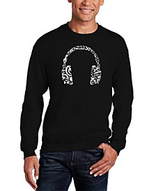 Men's Music Note Headphones Word Art Crewneck Sweatshirt