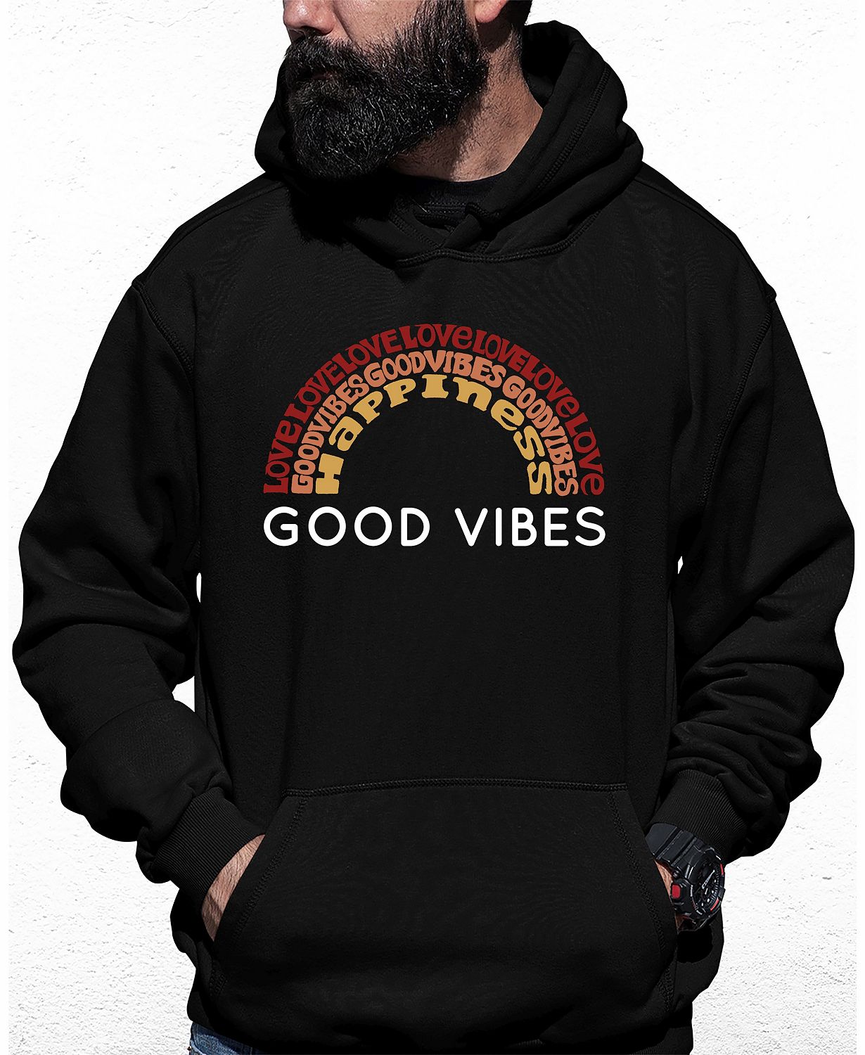 Men's Good Vibes Word Art Hooded Sweatshirt