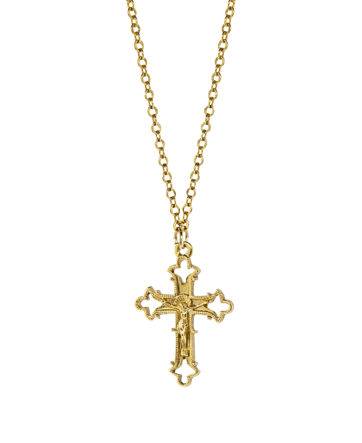 Gold-Tone Crucifix Cross Necklace - Yellow