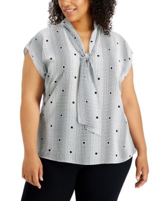 macys plus size white blouses