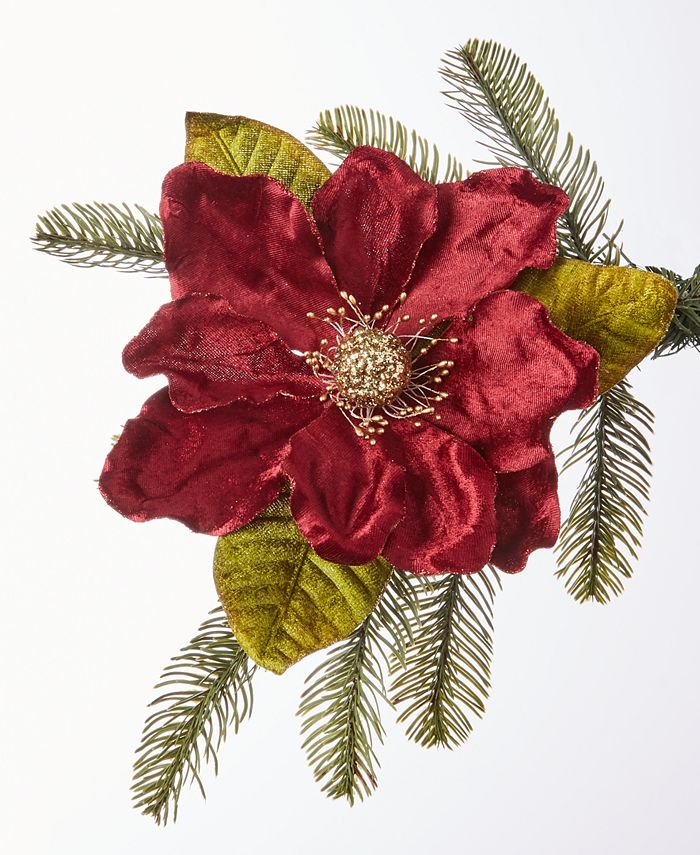 Holiday Lane Blessed Red, Green, Gold Flower Clip Ornament, Created for Macy's Macy's
